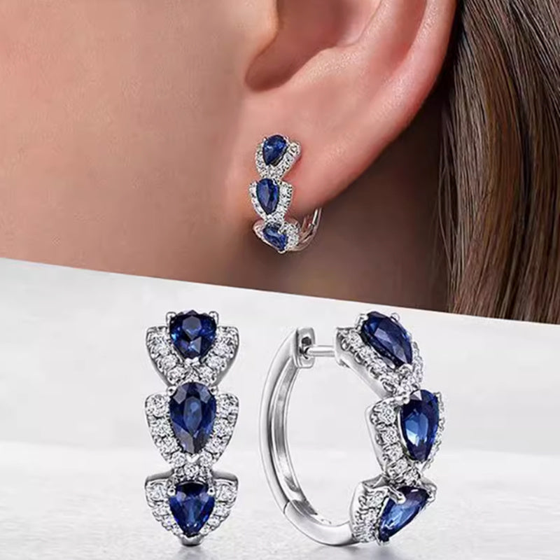 Klein Blue Zirconia Elegant Hoop Earrings - The Number 1 Things