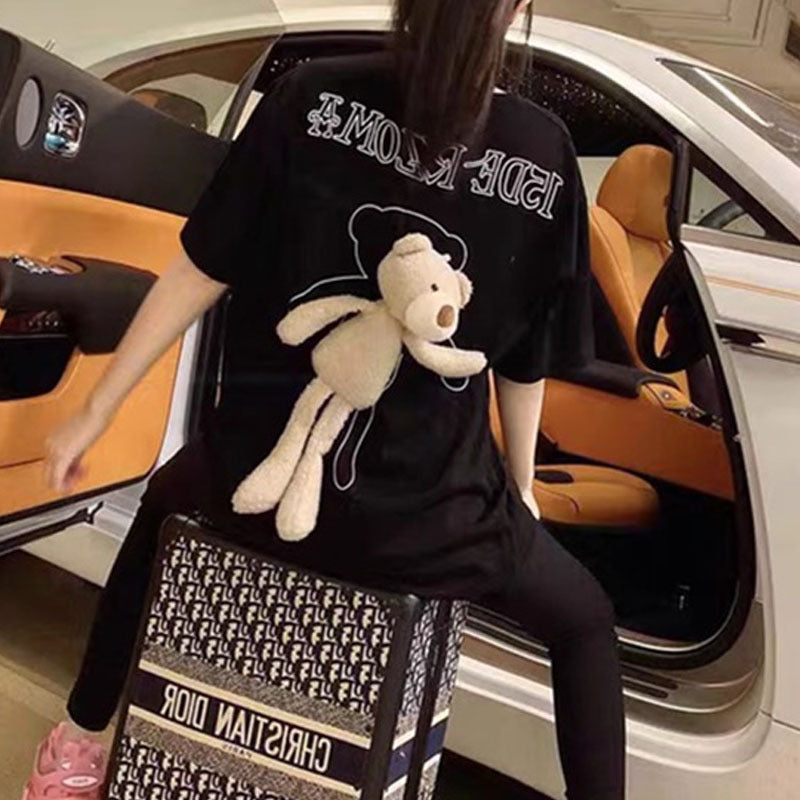 Back bear T-shirt female ins