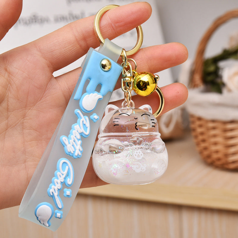 Cartoon Acrylic Floating Fortune Cat Keychain - The Number 1 Things