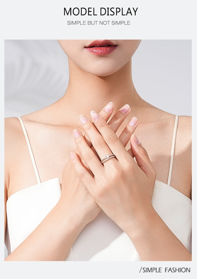 S925 Loving Heart In Sterling Silver Zircon Ring Light Luxury - The Number 1 Things