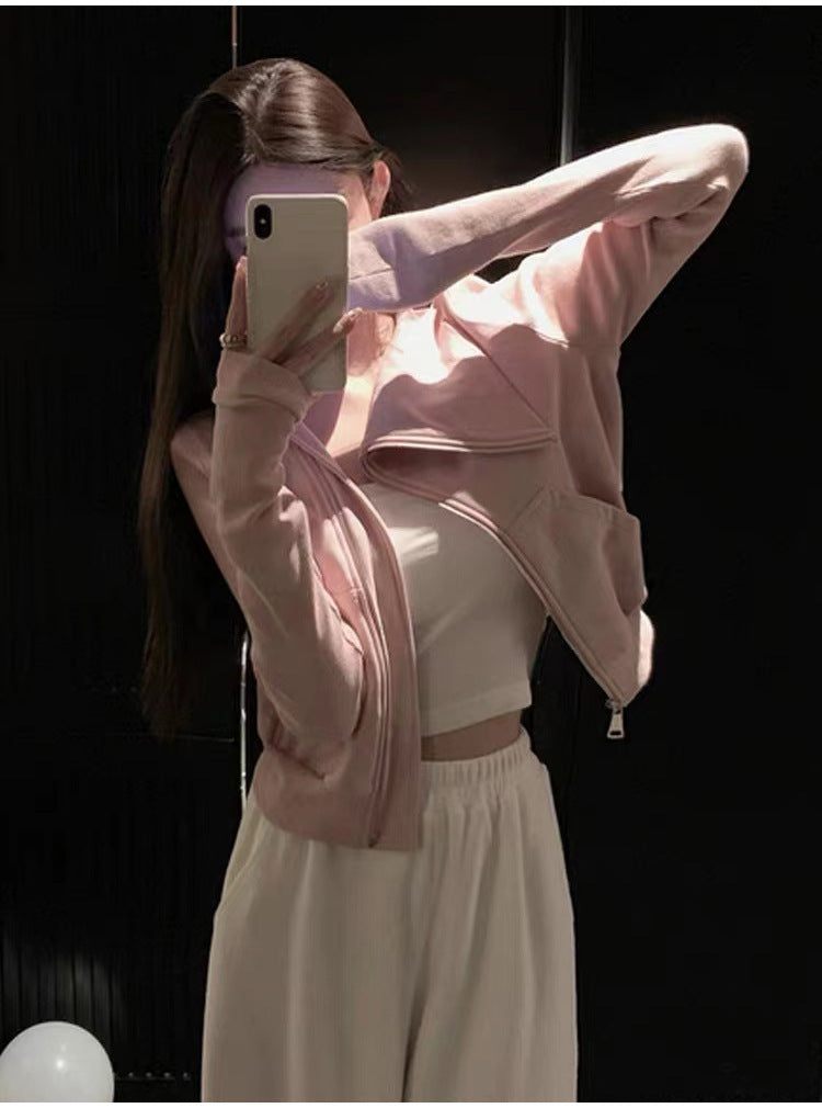 Women's Dark Style Oblique Zipper Turtleneck Cotton Brushed Sweater Coat - The Number 1 Things