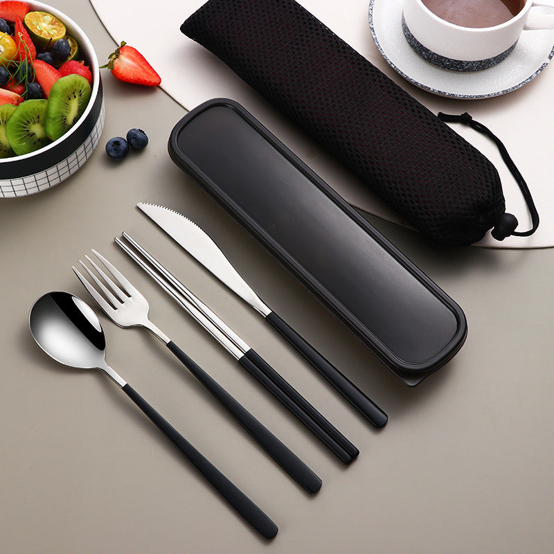 304 Dinnerware Set Flatware Kitchen Accessories Camping Travel Sets Gold Knife Fork Spoon Portable Cutlery Sets With Case - The Number 1 Things