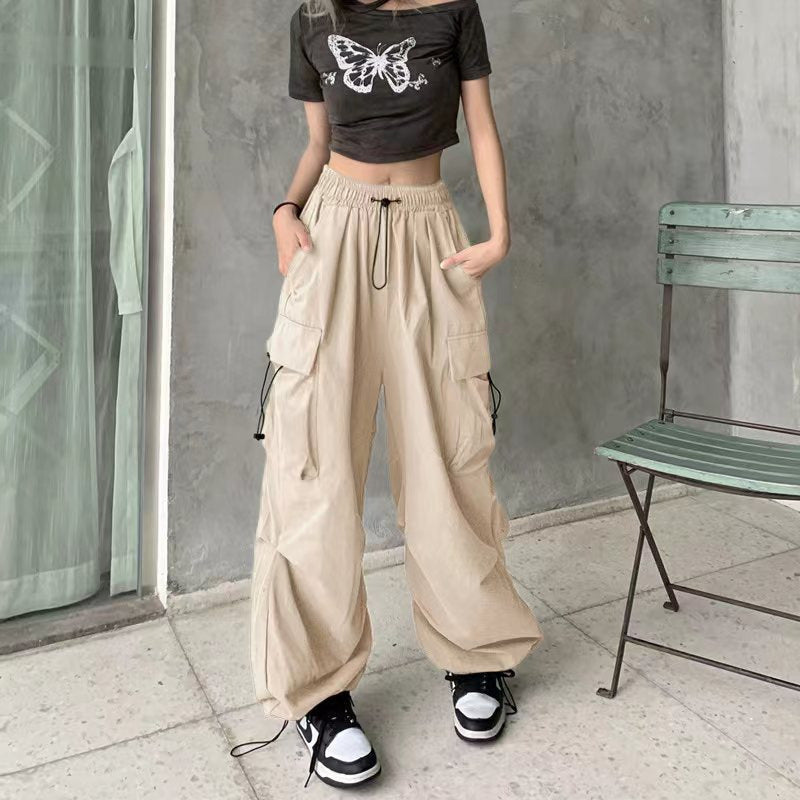 Ultra-thin Wide-leg Design Ankle-tied Dancing Trousers Summer