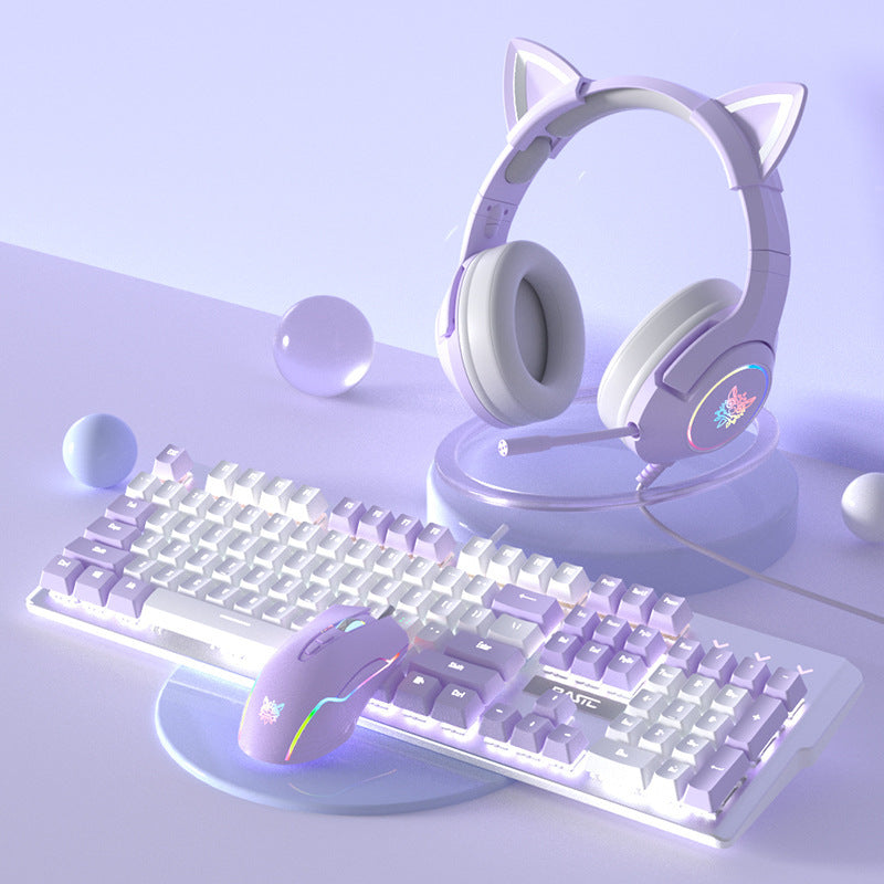 Purple Mechanical Keyboard Mouse Suit Wired Green Axis - The Number 1 Things