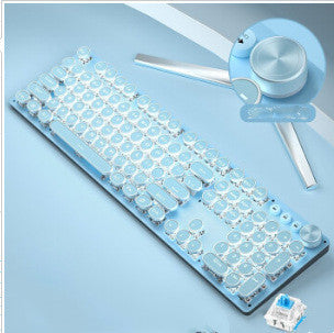 Mechanical Keyboard Wired Mouse Set Usb Interface Rechargeable Blue Retro Punk Version - The Number 1 Things