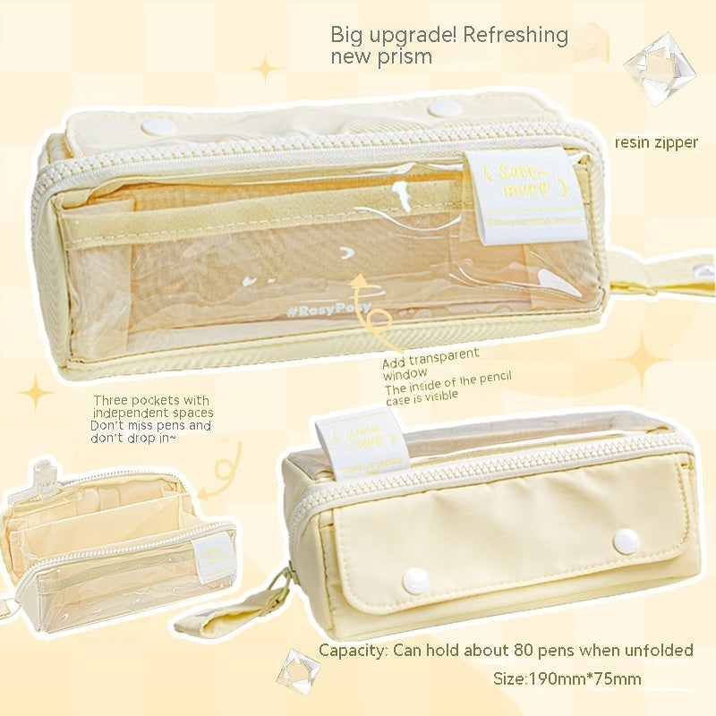 Prism Partition Korean-style Large-capacity Visual Student Pencil Case