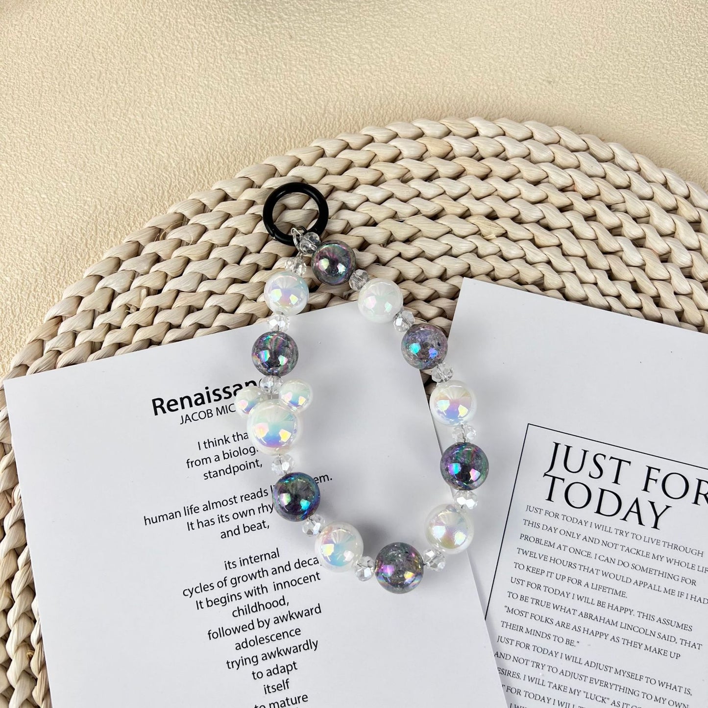 Two-tone Gradient Colorful Round Beads Car Key Ring - The Number 1 Things