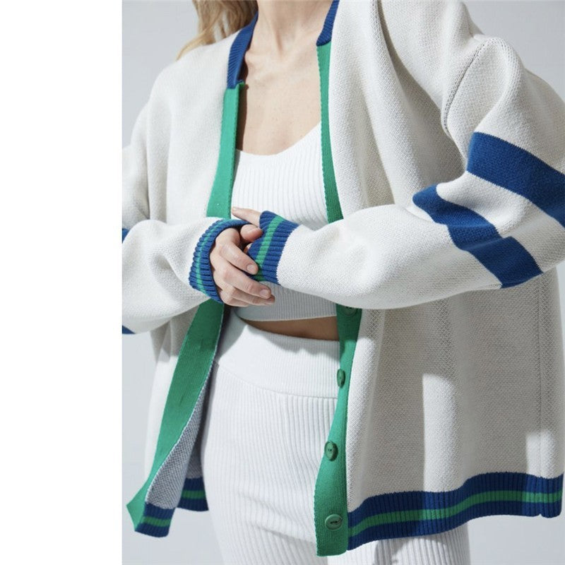 Fashion Color Contrast Striped Minimalist Knitted Loose Sweater - The Number 1 Things