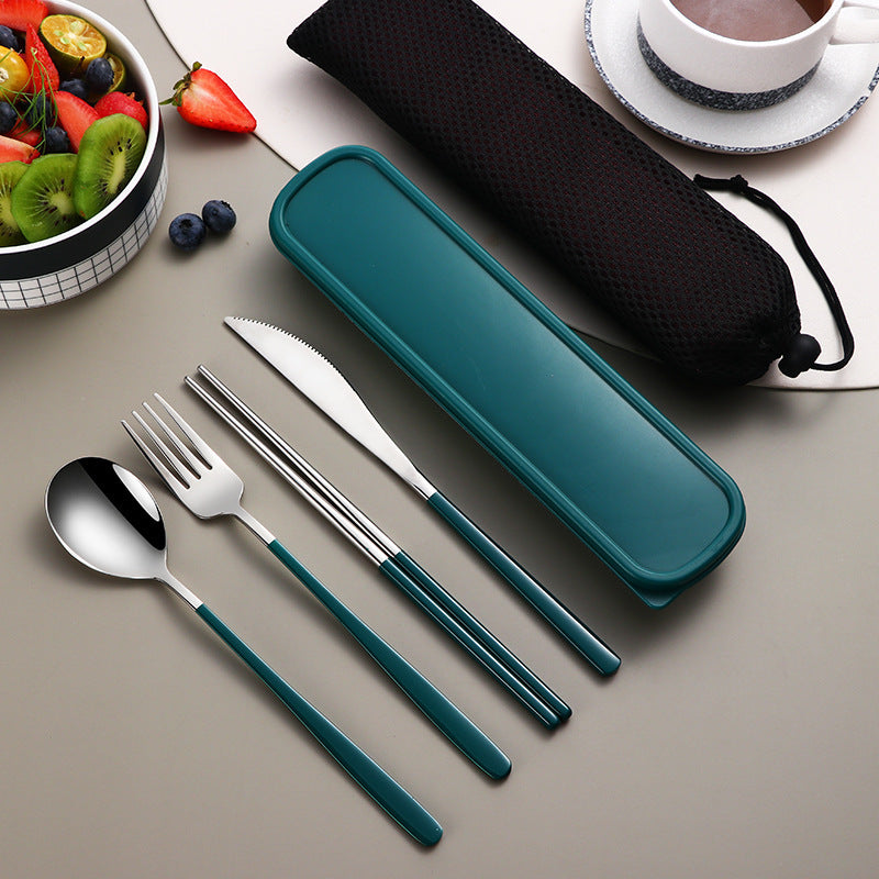 304 Dinnerware Set Flatware Kitchen Accessories Camping Travel Sets Gold Knife Fork Spoon Portable Cutlery Sets With Case - The Number 1 Things