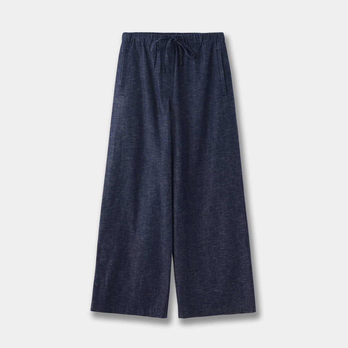 Casual Style Drawstring Elastic Waist Wide Leg Jeans
