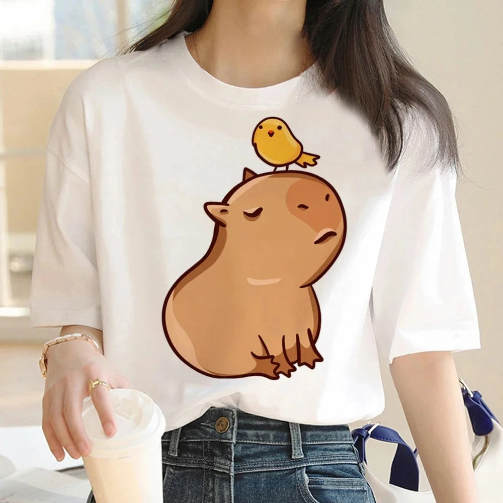 Cute Capybara Clothing Women Vintage Cartoon T-Shirt - The Number 1 Things