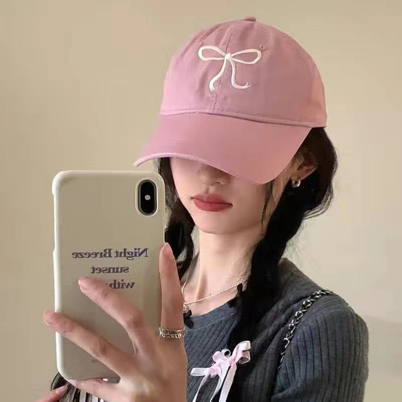 Ins Korean Style Baseball Cap Girl Bow Sweet