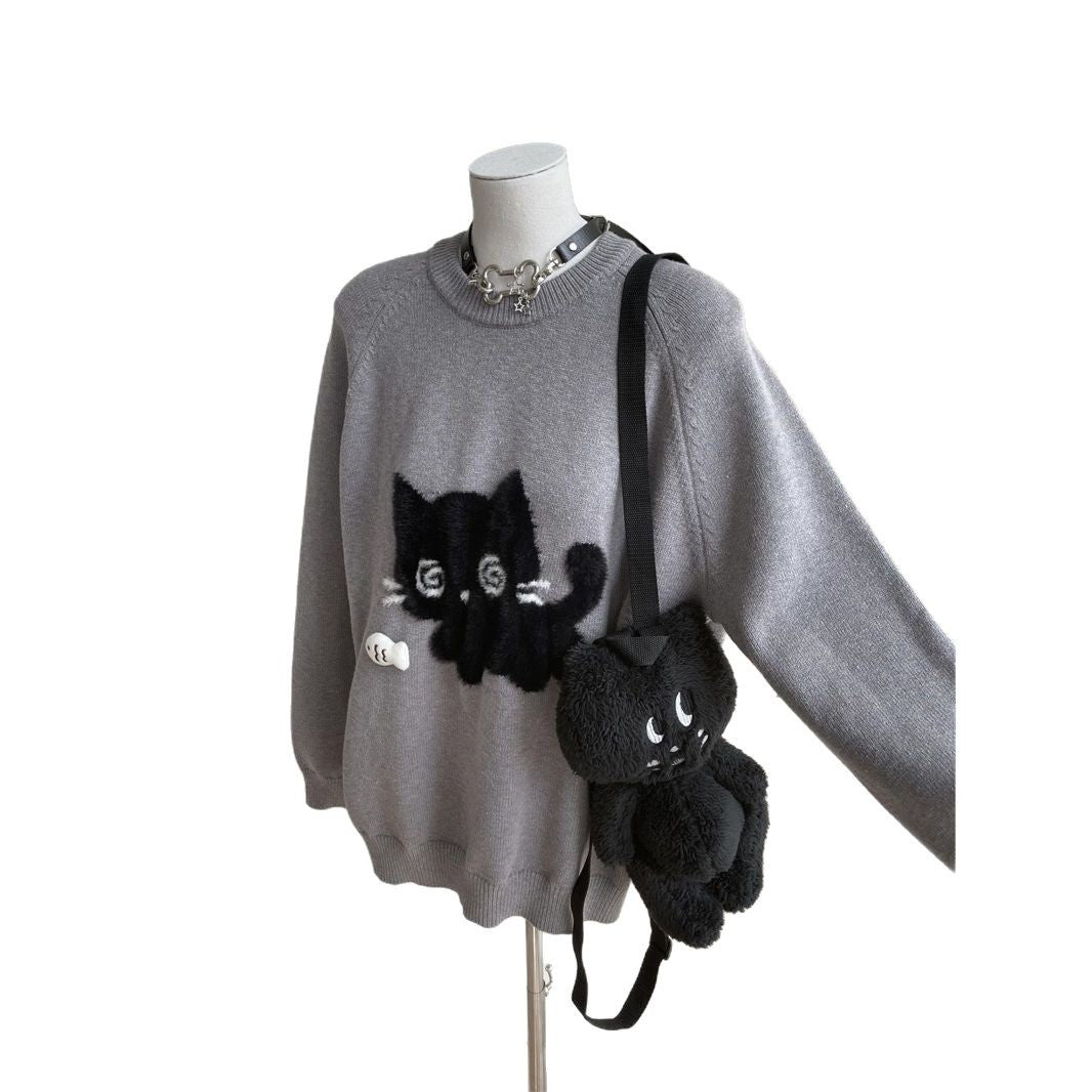 New Cute Black Cat Brocade Sweater Women - The Number 1 Things
