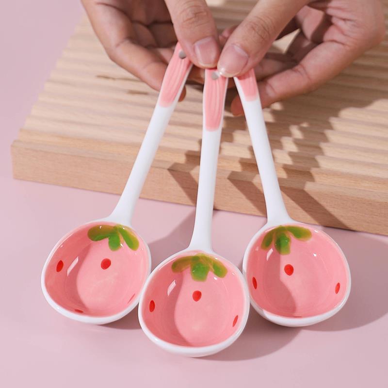 Ceramic Long Handle Good-looking Strawberry Spoon