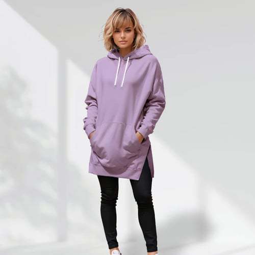 Solid Color Hooded Split Shoulder Sleeve Brushed Hoody - The Number 1 Things