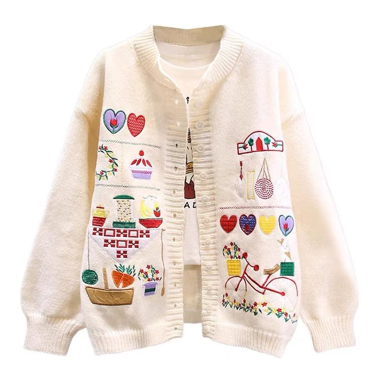 Cute Embroidered Cardigan Sweater Women's Autumn And Winter Knitting Cardigan - The Number 1 Things