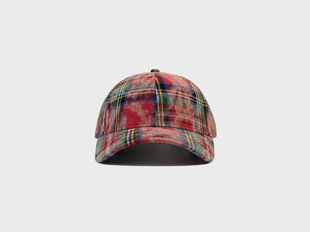 Plaid Retro Washed Baseball Cap For Women