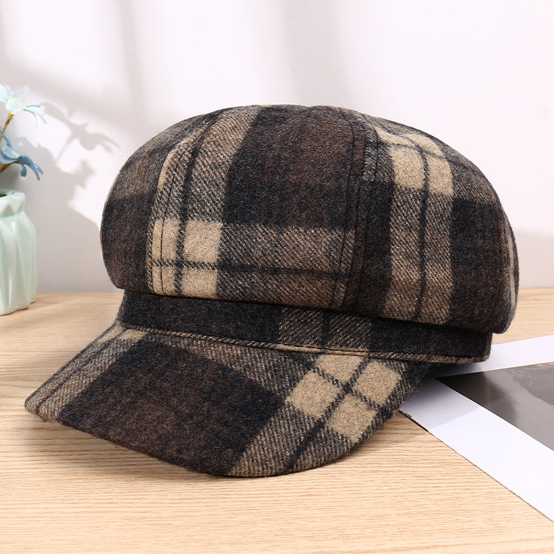 Fashion New Woolen Octagonal Hat Women