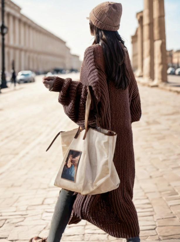 Solid Open Front Cardigan, Casual Long Sleeve Drop Shoulder Long Length Outwear