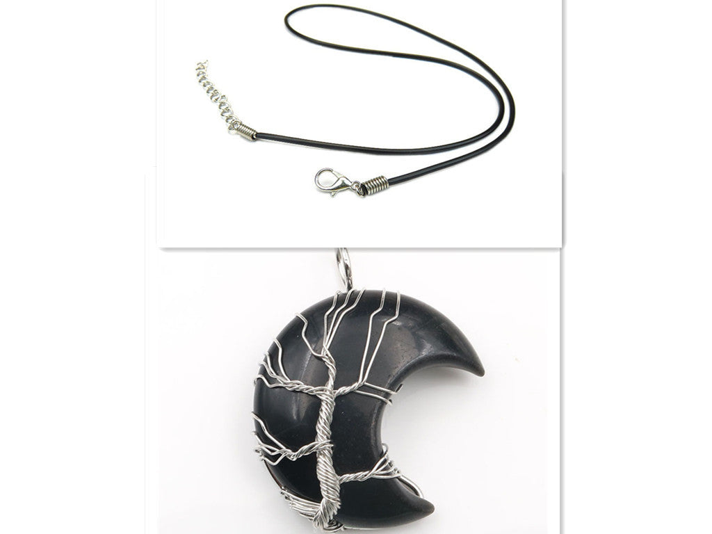 Cross-Border New Handmade Necklace Jewelry Moon Natural Crystal Stone Tree Of Life Jewelry Pendant Necklace Accessories - The Number 1 Things