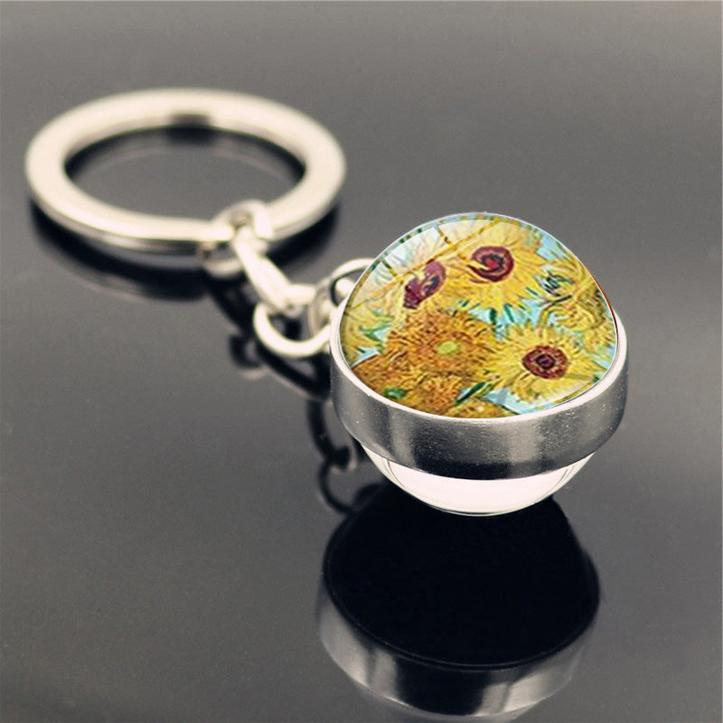 Van Gogh Starry Sunflower Keychain Pendant Creative Trinket - The Number 1 Things