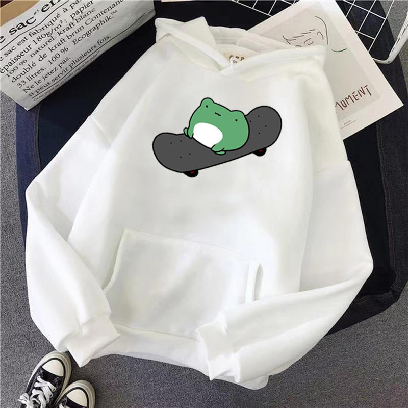 Skateboard Frog Long-sleeved Fleece Sweatshirt - The Number 1 Things