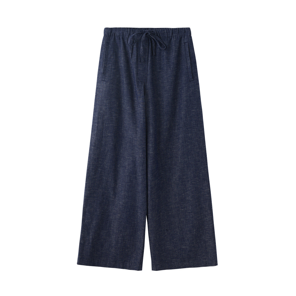 Casual Style Drawstring Elastic Waist Wide Leg Jeans