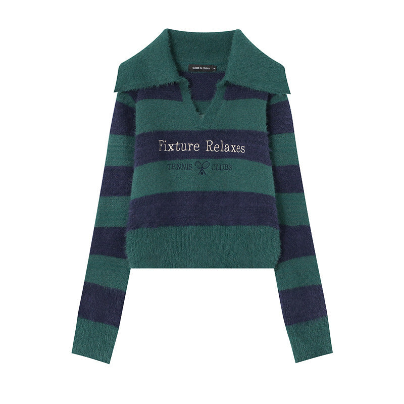 Striped Short Style Sweater Loose Korean Style Lazy Style - The Number 1 Things