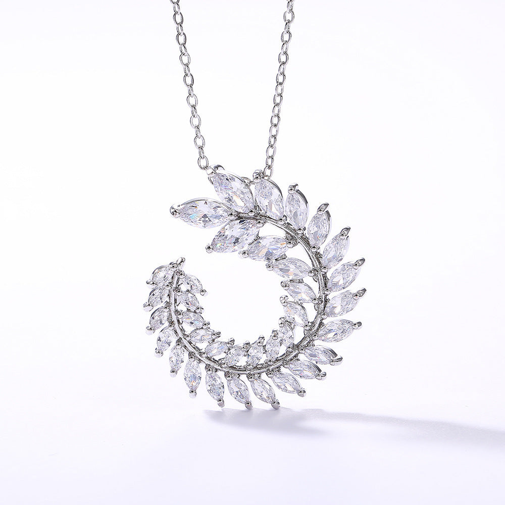 Simple And Versatile Micro-encrusted Zircon Leaf Necklace Clavicle Chain Women - The Number 1 Things