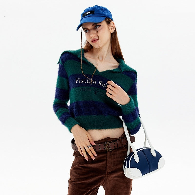 Striped Short Style Sweater Loose Korean Style Lazy Style - The Number 1 Things