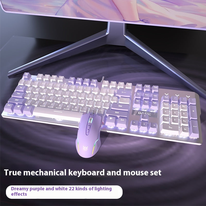 Purple Mechanical Keyboard Mouse Suit Wired Green Axis - The Number 1 Things