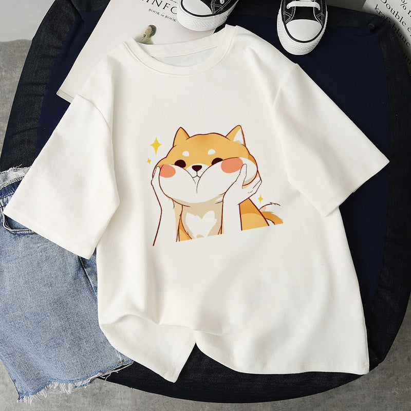 Fashion Simple Cartoon Cat Pinch Face Funny Print Pattern Top - The Number 1 Things