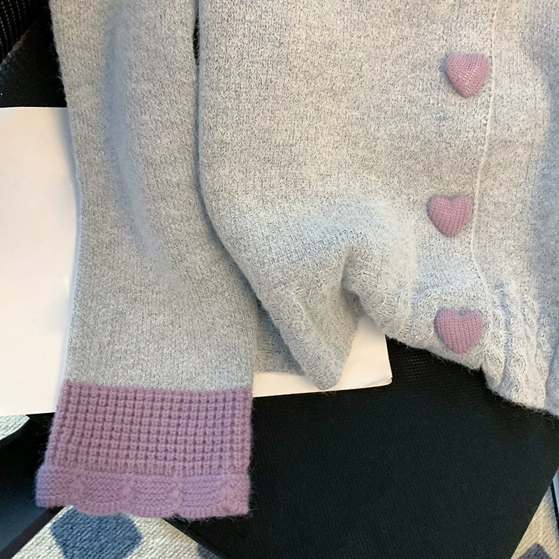 Sweetheart Age Reducing Thickened Love Button Sweater - The Number 1 Things