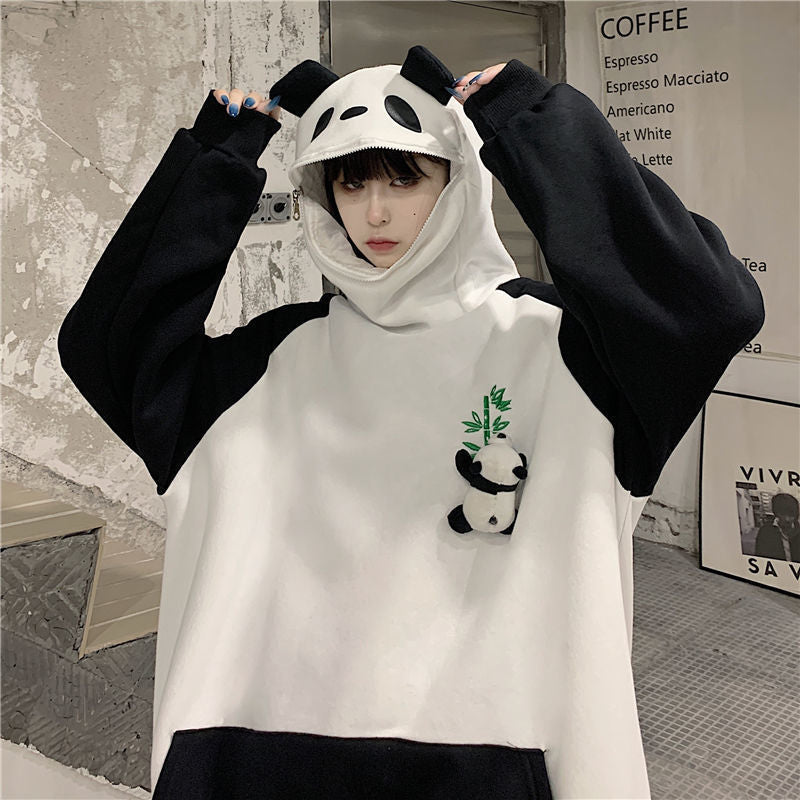 Fleece-lined Thickened Hooded Sweatshirt Panda Couple Coat - The Number 1 Things