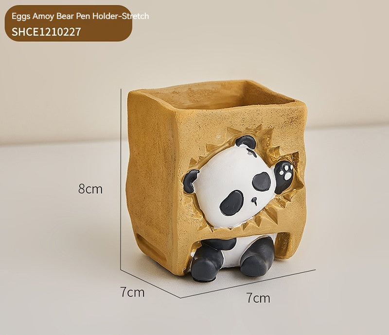 Cute Panda Pen Holder Creative Office Desk Ornaments Decoration Supplies Storage Box