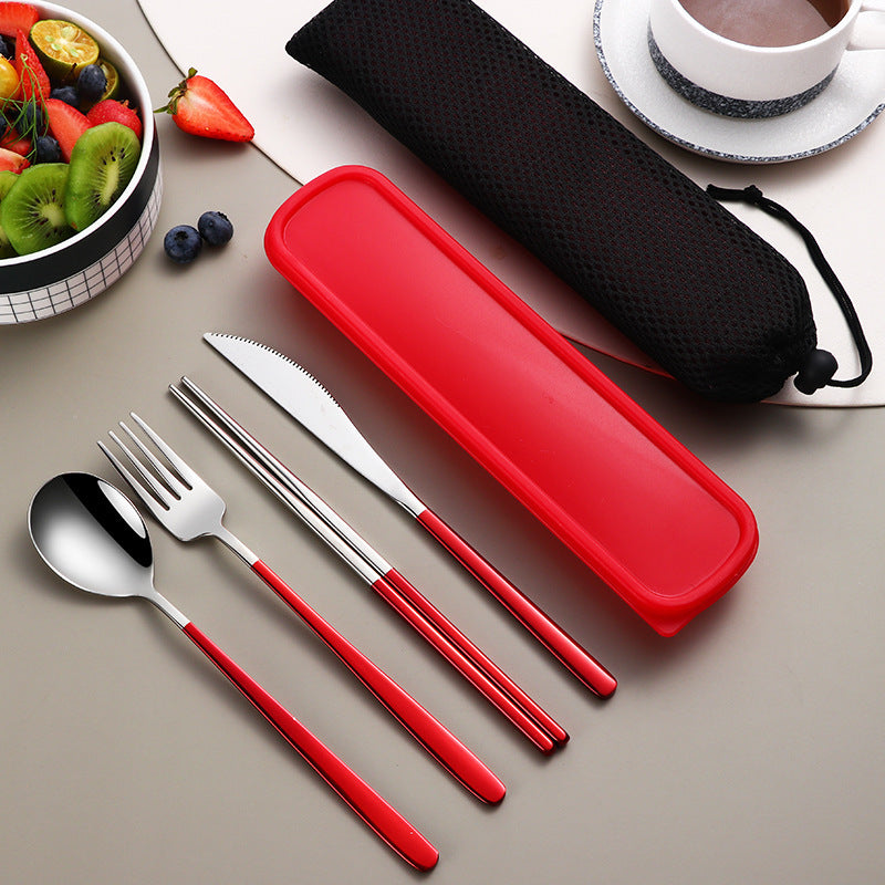 304 Dinnerware Set Flatware Kitchen Accessories Camping Travel Sets Gold Knife Fork Spoon Portable Cutlery Sets With Case - The Number 1 Things
