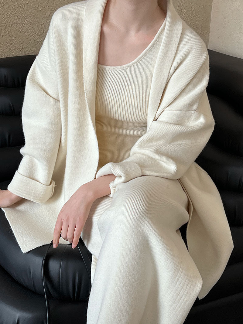 French Simplicity Cardigan Vest Wide Leg Pants Three-piece Set - The Number 1 Things