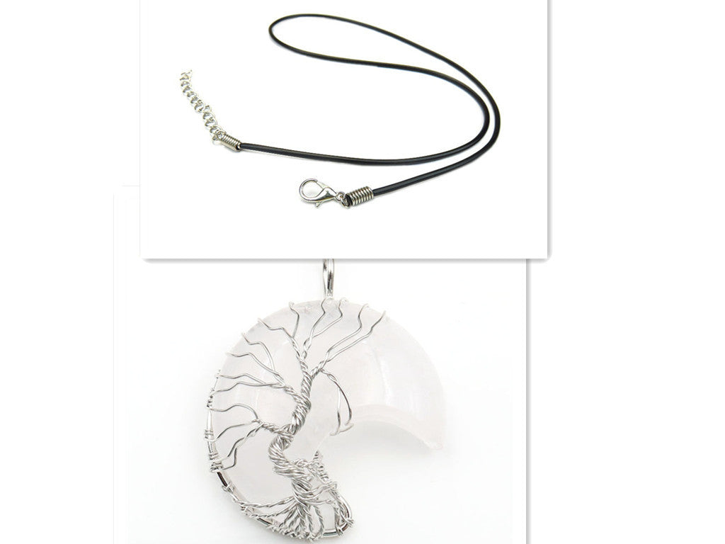 Cross-Border New Handmade Necklace Jewelry Moon Natural Crystal Stone Tree Of Life Jewelry Pendant Necklace Accessories - The Number 1 Things