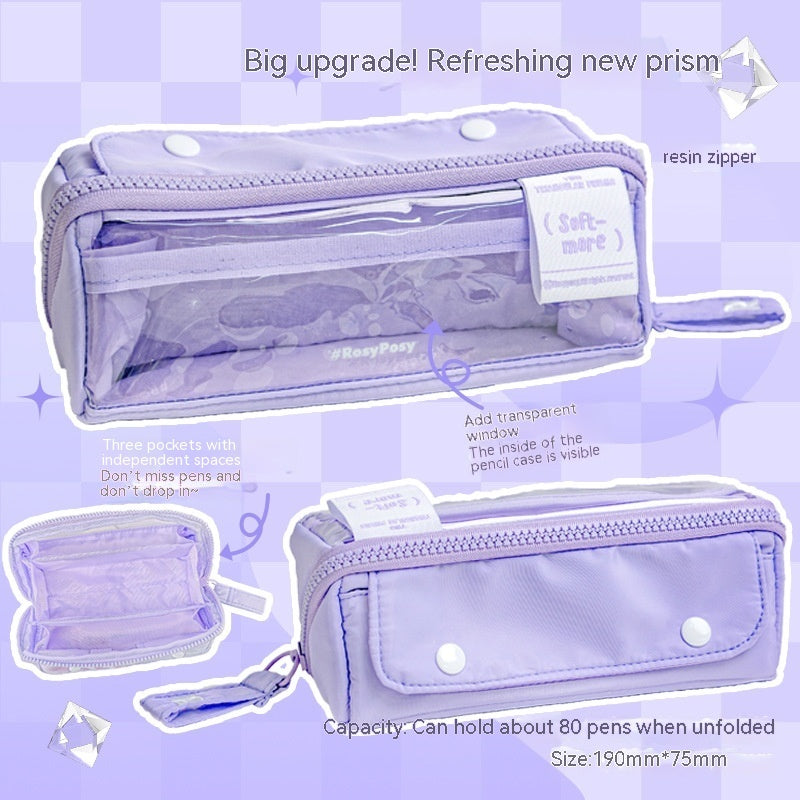 Prism Partition Korean-style Large-capacity Visual Student Pencil Case