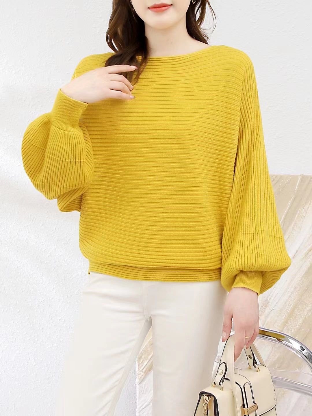 Lantern Sleeve Sweater Underwear Off-shoulder Collar - The Number 1 Things