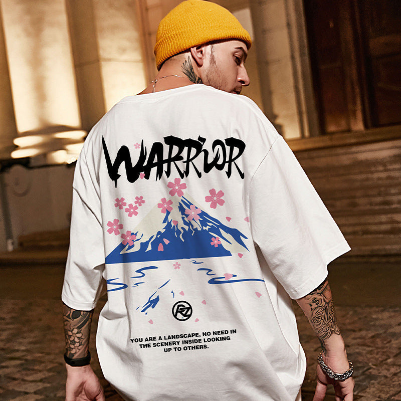 Panda Pattern Short-sleeved T-shirt Men's Loose-fitting Design Couple Clothes