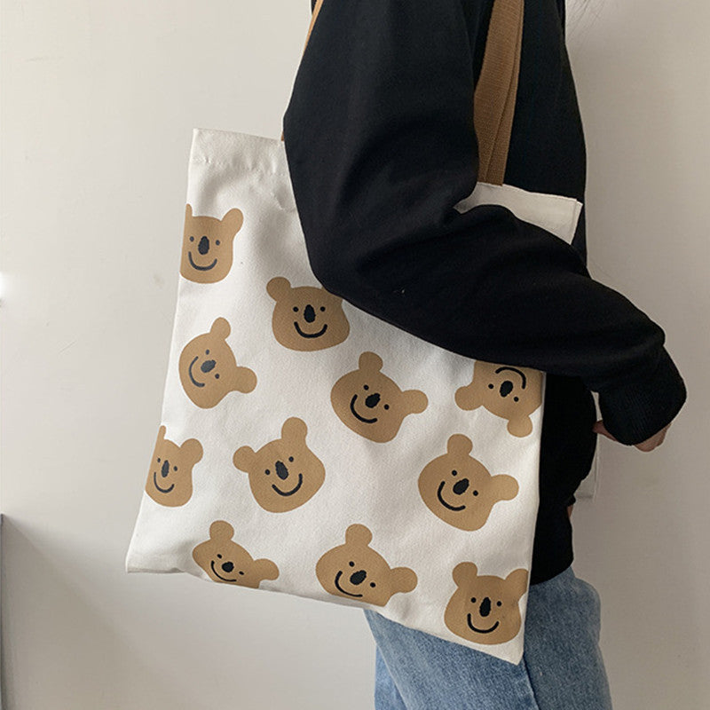 Cute Bear Canvas Tote Bag – Aesthetic & Eco-Friendly