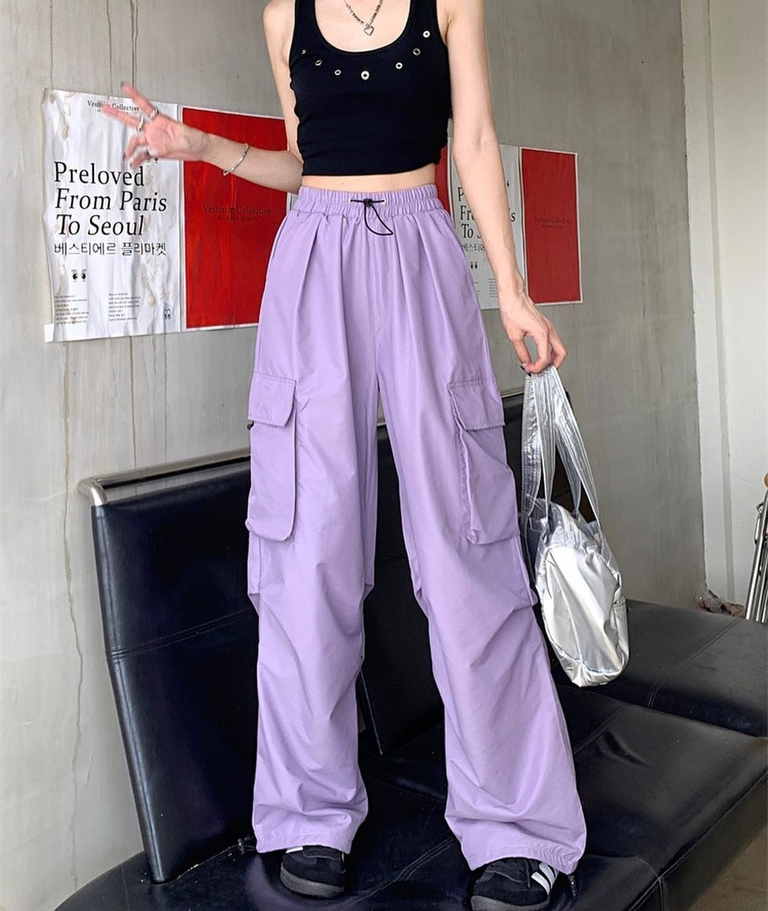 Ultra-thin Wide-leg Design Ankle-tied Dancing Trousers Summer