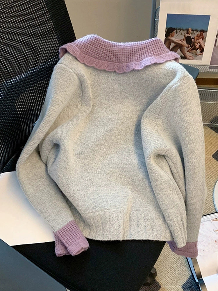 Sweetheart Age Reducing Thickened Love Button Sweater - The Number 1 Things