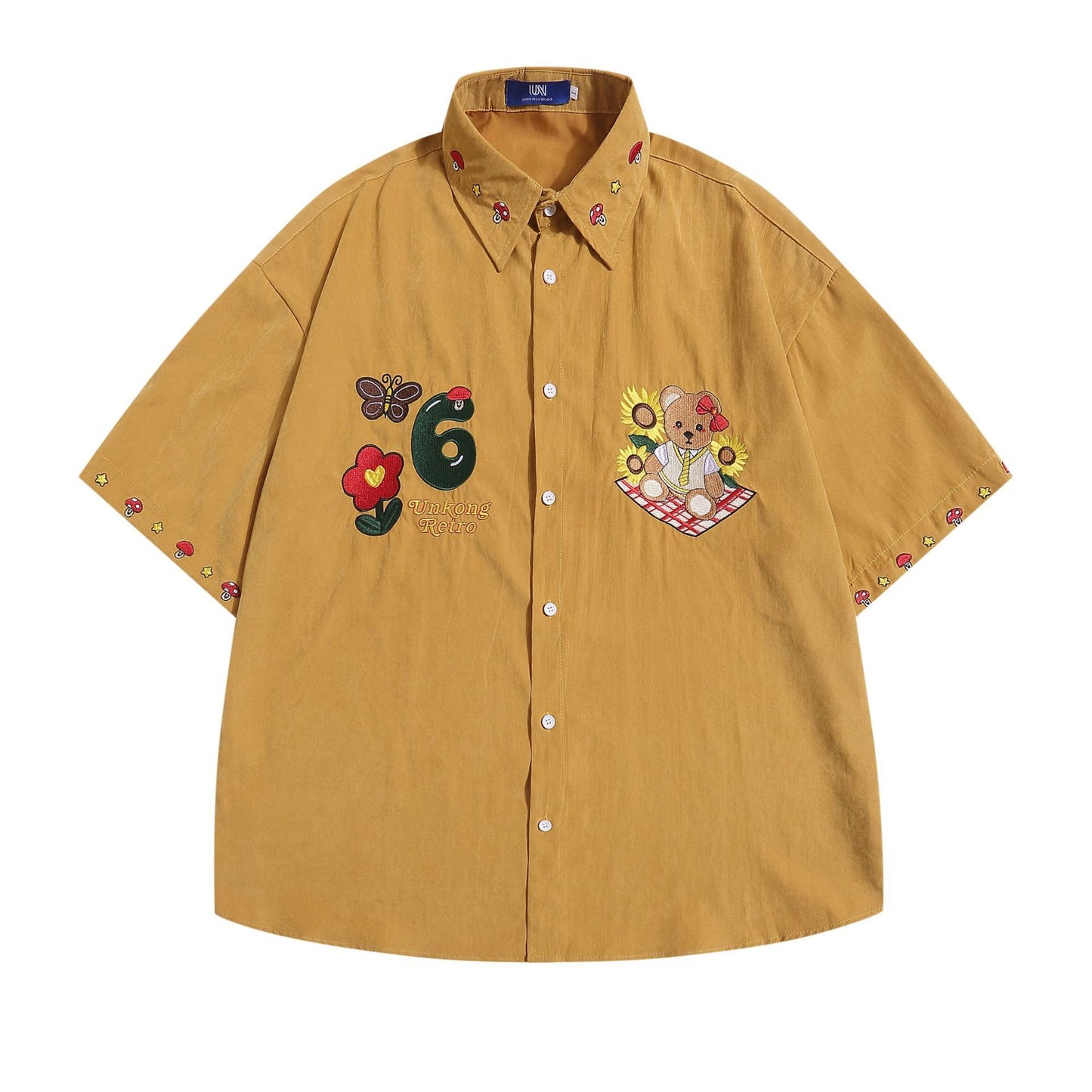 Little Bear Embroidered Shirt – Loose & Cute Fit