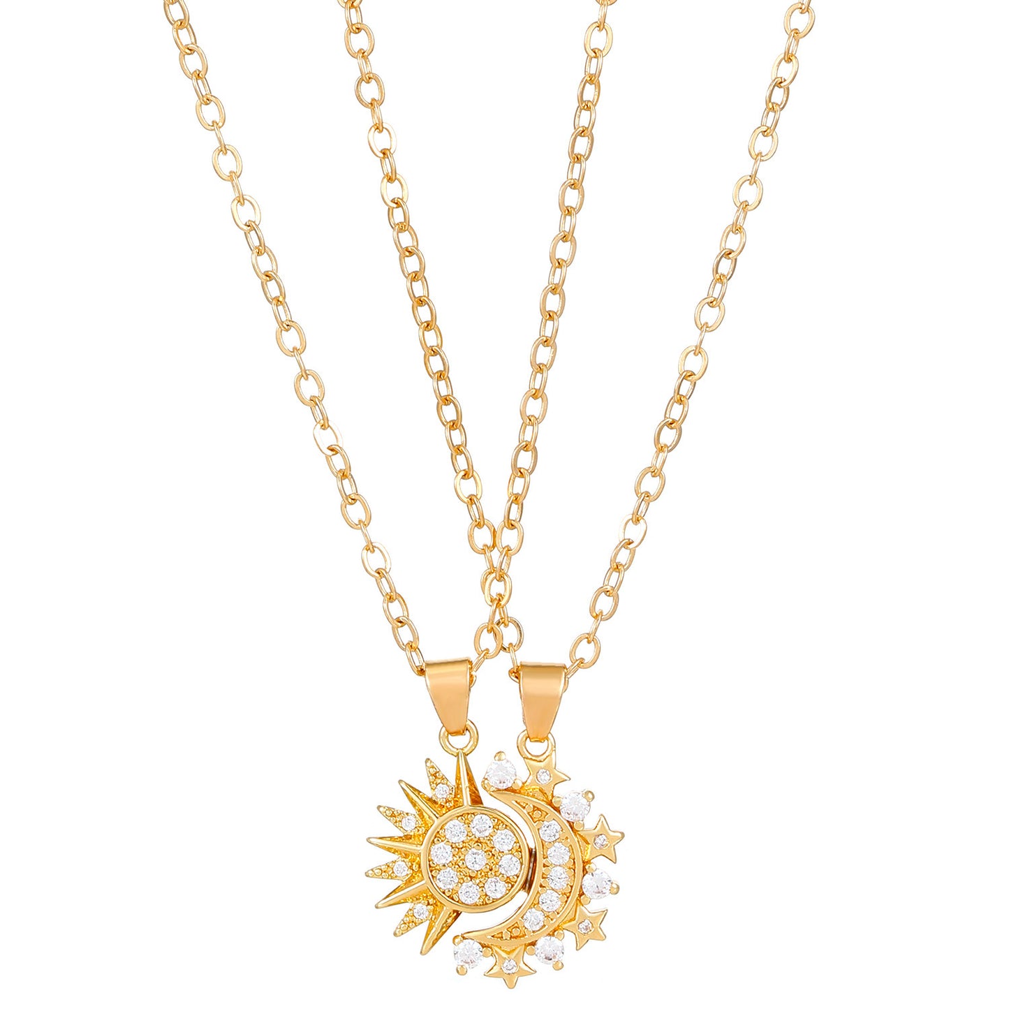 2pcs Necklace Sun And Moon Magnetic Pendant Clavicle Chain Necklace For Couple Lovers - The Number 1 Things