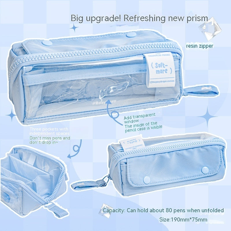 Prism Partition Korean-style Large-capacity Visual Student Pencil Case