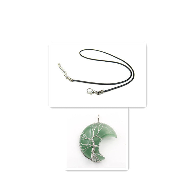 Cross-Border New Handmade Necklace Jewelry Moon Natural Crystal Stone Tree Of Life Jewelry Pendant Necklace Accessories - The Number 1 Things