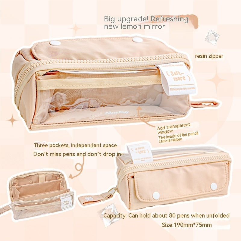 Prism Partition Korean-style Large-capacity Visual Student Pencil Case