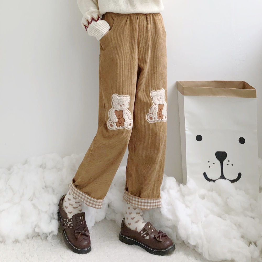 Corduroy Bear Sweatpants – Cozy Sporty Trousers